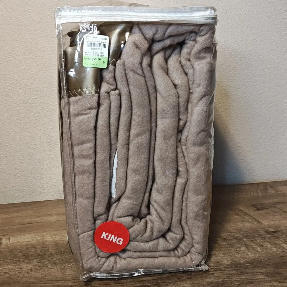 Martex Restwarmer Heated Blanket King Tan Dual Control 15 Heat Settings NIB